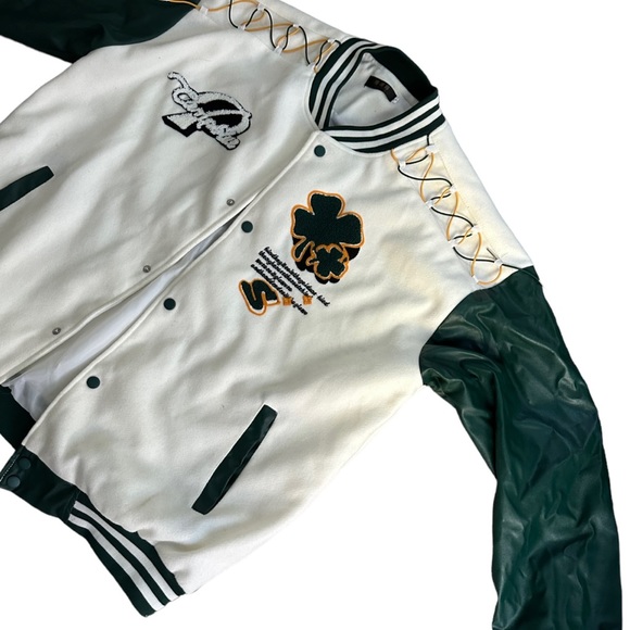 Men’s Faux Leather Bomber Varsity Jacket (XL) - Picture 6 of 6